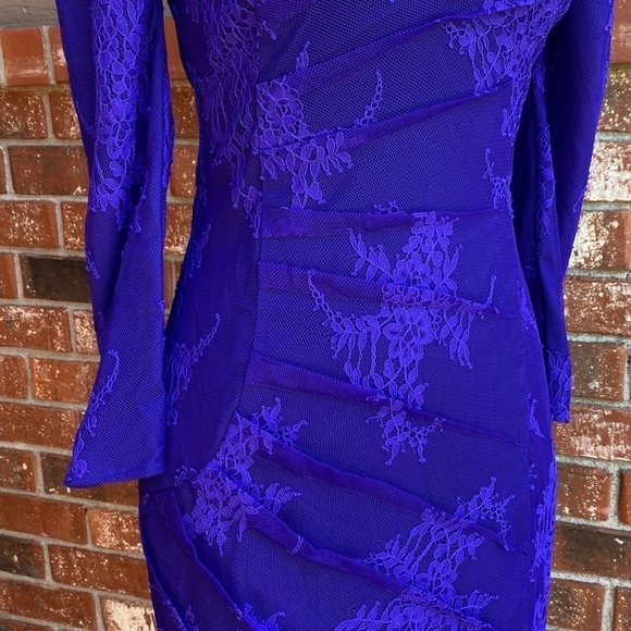 X by NBD Blue Embroidered Lace Overlay Body Con Dress Size XS - Picture 3 of 10